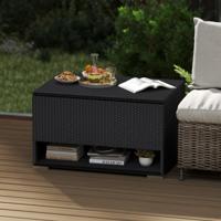 186L Tuinbox met Schoenenrek & Beschermliner & Deksel Polyrattan Kussenbox Zwart