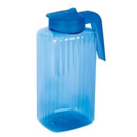 Schenkkan/waterkan met deksel - blauw - 2,2 liter - kunststof - L15 x H24 cm