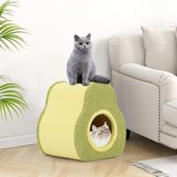 Kattenhuis in Avocadovorm Schattig Kattenhuisje met Jute Krabpaal Rond Kattengat Compact Huisje met Krabpaal voor Binnenkatten