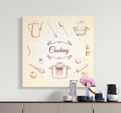 Canvas schilderij rustiek keukengerei