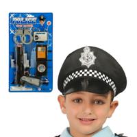 Carnaval verkleed speelgoed politiepet zwart voor kinderen met accessoires - thumbnail