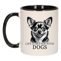 Cadeau mok voor honden liefhebbers - Chihuahua - zwart - keramiek - 300 ml