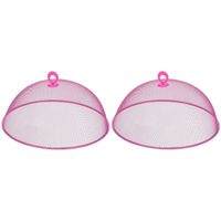 2x Vliegenkappen roze voor voedsel 35 cm