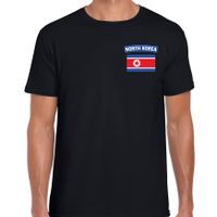 North-Korea t-shirt met vlag Noord-Korea zwart op borst voor heren - thumbnail