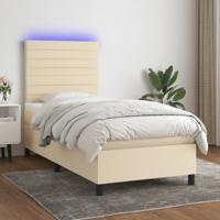 Boxspring met matras en LED stof crèmekleurig 100x200 cm