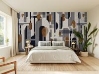Behang Waves Zwart Beige Rol Multi Behang Waves Zwart Beige Rol Multi