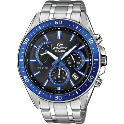 Casio EFR-552D-1A2VUEF Horloge Chronograaf (l x b x h) 53 x 47 x 12.3 mm Zilver-blauw Materiaal (behuizing): RVS Materiaal (armband): RVS