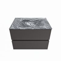 MONDIAZ VICA-DLUX 70cm badmeubel onderkast Dark grey 2 lades. Inbouw wastafel CLOUD midden zonder kraangat, kleur Lava.