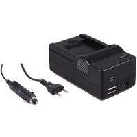 4-in-1 acculader voor Nikon EN-EL19 accu - compact en licht - laden via stopcontact, auto, USB en Powerbank