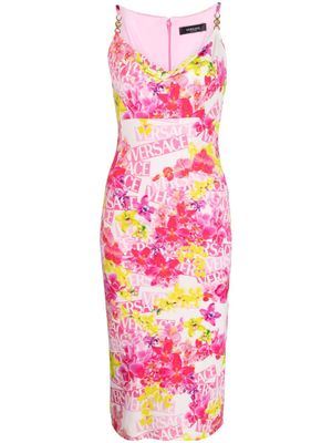 Versace robe mi-longue à fleurs - Rose