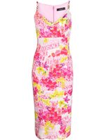Versace robe mi-longue à fleurs - Rose