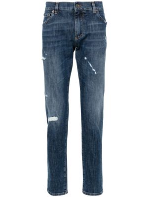 Dolce & Gabbana jean cigarette à effet usé - Bleu
