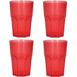 Drinkbekers - 8x - onbreekbaar kunststof - rood - 430 ml