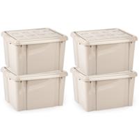 Multi Storage Opslagbox met deksel - 4x - beige - 25 liter - 42 x 25 x 30 cm - kunststof