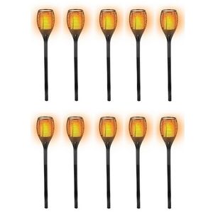 10x Solar LED tuinfakkels zwart 77 cm   -