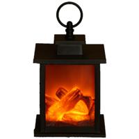 Sfeerhaard lantaarn - zwart - led verlichting - L12 x B12 x H18,5 cm - open haard sfeerverlichting
