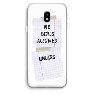 No Girls Allowed Unless: Samsung Galaxy J3 (2017) Transparant Hoesje