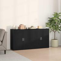 Dressoirs 2 stuks Zwart Eiken 79x38x80 cm Gebouwd Hout