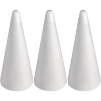 Piepschuim kegel - 3x - wit - H28 cm - styropor vormen - Hobby/diy - knutselmateriaal