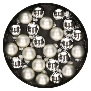 Othmar Decorations mini kerstballen van glas - 24x - zilver - 2,5 cm   -