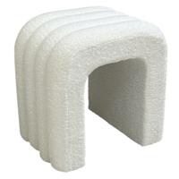 Poef/krukje Arc - bouclé stof - wit - 41 x 42 x 29 cm - bijzet stoeltjes Poef/krukje Arc - bouclé stof - wit - 41 x 42 x 29 cm - bijzet stoeltjes