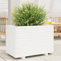 Plantenbak 70x40x49,5 cm massief grenenhout wit
