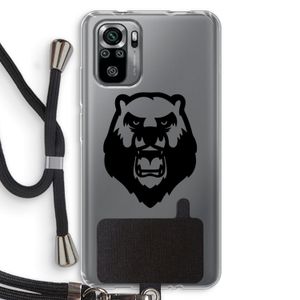 Angry Bear (black): Xiaomi Redmi Note 10S Transparant Hoesje met koord