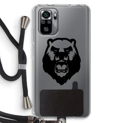 Angry Bear (black): Xiaomi Redmi Note 10S Transparant Hoesje met koord