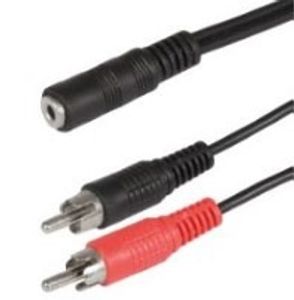 Scanpart audio adapterkabel 3.5mm - 2xRCA 0,2m Zwart Mini jack kabel Zwart