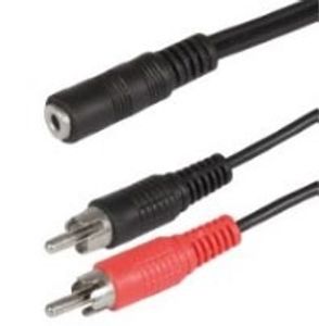 Scanpart audio adapterkabel 3.5mm - 2xRCA 0,2m Zwart Mini jack kabel