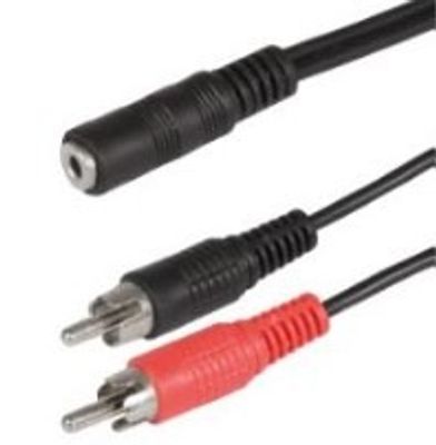Scanpart audio adapterkabel 3.5mm - 2xRCA 0,2m Zwart Mini jack kabel Zwart