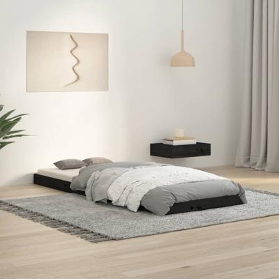 Bedframe massief grenenhout zwart 75x190 cm