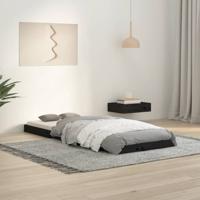 Bedframe massief grenenhout zwart 75x190 cm