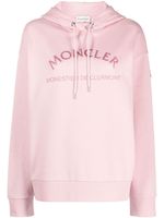 Moncler logo-glitter cotton-blend hoodie - Rose