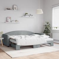 Slaapbank onderschuifbed en matrassen 90x200 cm stof lichtgrijs