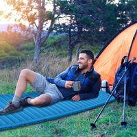 7 cm Dik Opblaasbaar Campingmatras Waterdichte en Lichtgewicht Slaapmat voor Reizen Wandelen 100KG Belasting Blauw - thumbnail