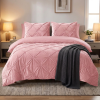 Dekbedovertrek Velvet Pintuck - Roze - Tweepersoons (200x200 Cm) - Roze Microvezel - Patroon - Sleeptime - Dekbed-Discounter.nl