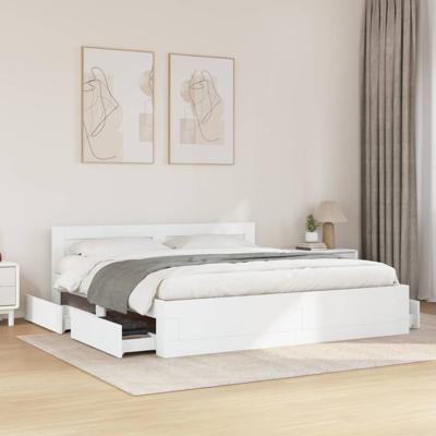 Bedframe met hoofdeinde zonder matras 200x200 cm wit