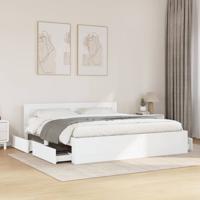 Bedframe met hoofdeinde zonder matras 200x200 cm wit
