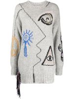 Stella McCartney pull Folk à broderies - Gris