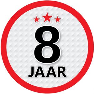 8 jaar leeftijd sticker rond 15 cm verjaardag versiering