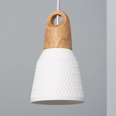 Hanglamp porselein wit &apos;Retile&apos; wit keramiek hout E27 fitting 13 cm