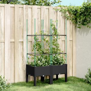 VidaXL Plantenbak met latwerk 80x40x142,5 cm polypropeen zwart