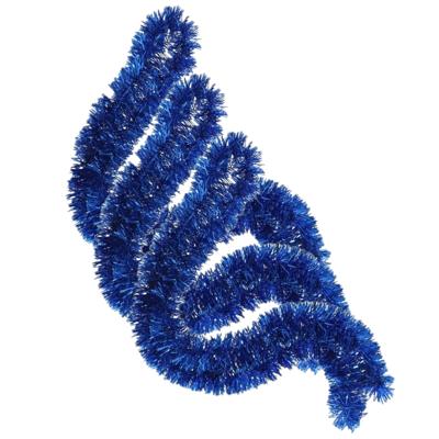 Kerstslingers - 3x stuks - blauw - glitter - folie - 180 x 7 cm - kerstboom versiering Kerstslingers - 3x stuks - blauw - glitter - folie - 180 x 7 cm - kerstboom versiering