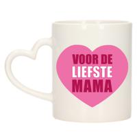 Cadeau koffie/thee mok voor mama - roze - hartjes oor - de liefste mam - keramiek - Moederdag