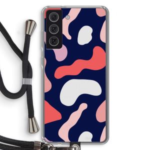 Memphis Shapes Pink: Samsung Galaxy S21 FE Transparant Hoesje met koord