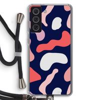 Memphis Shapes Pink: Samsung Galaxy S21 FE Transparant Hoesje met koord