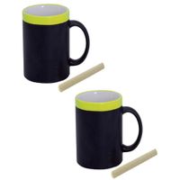 Set van 8x stuks krijt mokken in het geel - beschrijfbare koffie/thee mokken/bekers