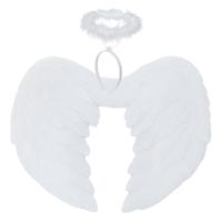 Ruhhy verkleedaccessoires Engel - wit - vleugels - 45 x 35 cm - diadeem