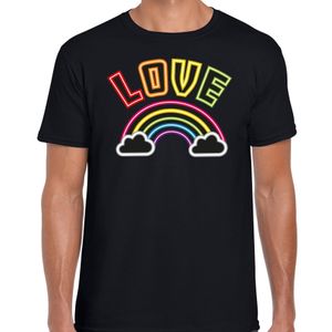 Bellatio Decorations Gay Pride shirt - love - regenboog - heren - zwart 2XL  -